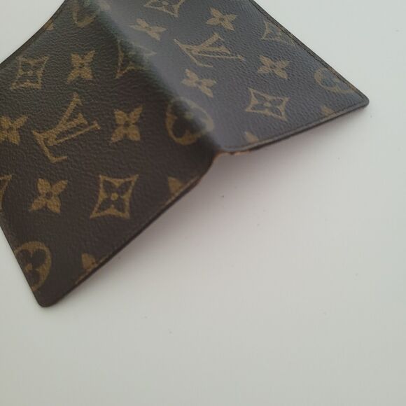 Louis Vuitton LV Brown Folding Monogram Leather Card ID Wallet Small Authentic - Picture 7 of 10